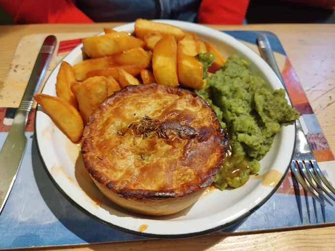 Pieminister pie with chunky chips at Adelphi Vaults